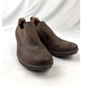 Euro Sofft Jaylee Boot Size 8.5M Brown Vegan Suede Wedge Bootie Shoes Womens